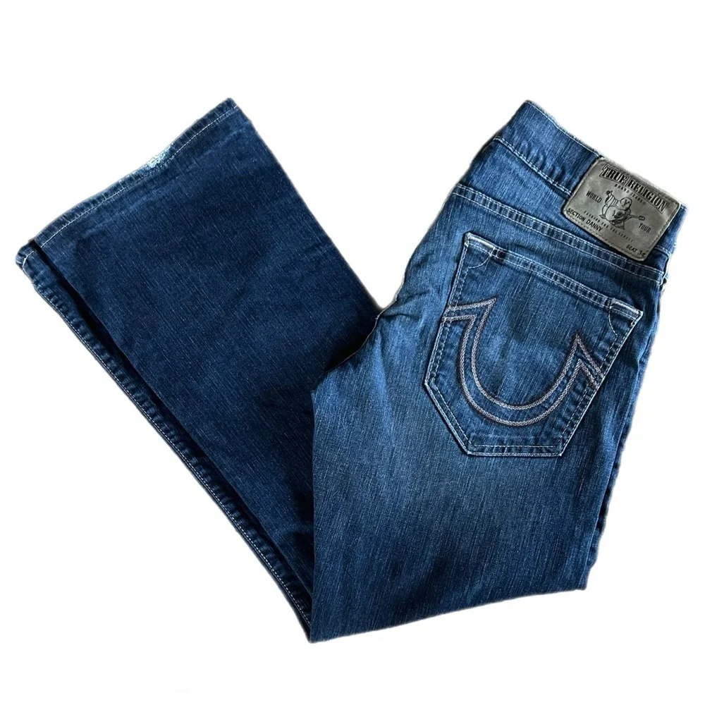 True Religion Danny Bootcut Jeans Blue Dark Wash Horseshoe Made in USA 34